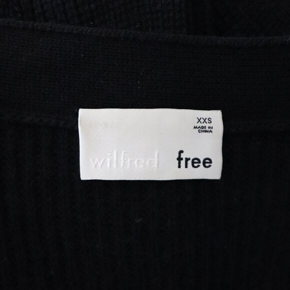 Wilfred Free Women's Black Sz XXS Unwind Ribbed Open Front Merino Wool Cardigan - Picture 10 of 12